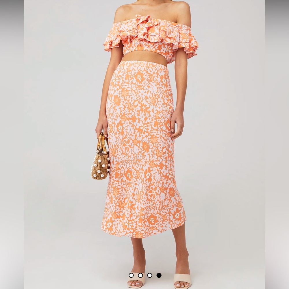 MINK PINK Orange Floral Skirt Matching Set